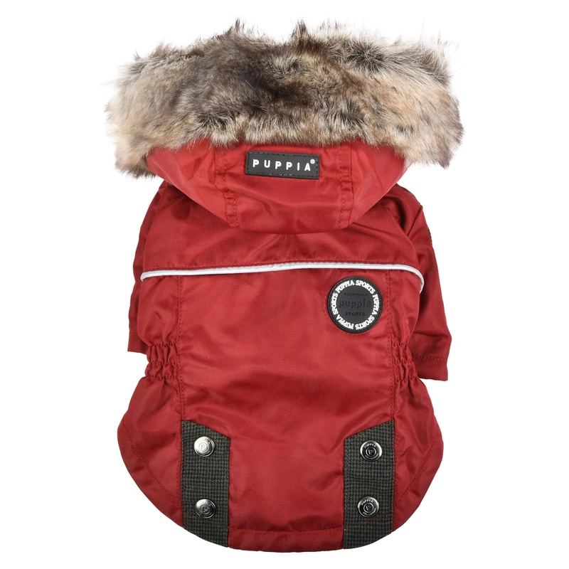 Puppia Dog Coat for small and medium dogs - BROCK - cozy warmth and comfort - dog jacket, Red