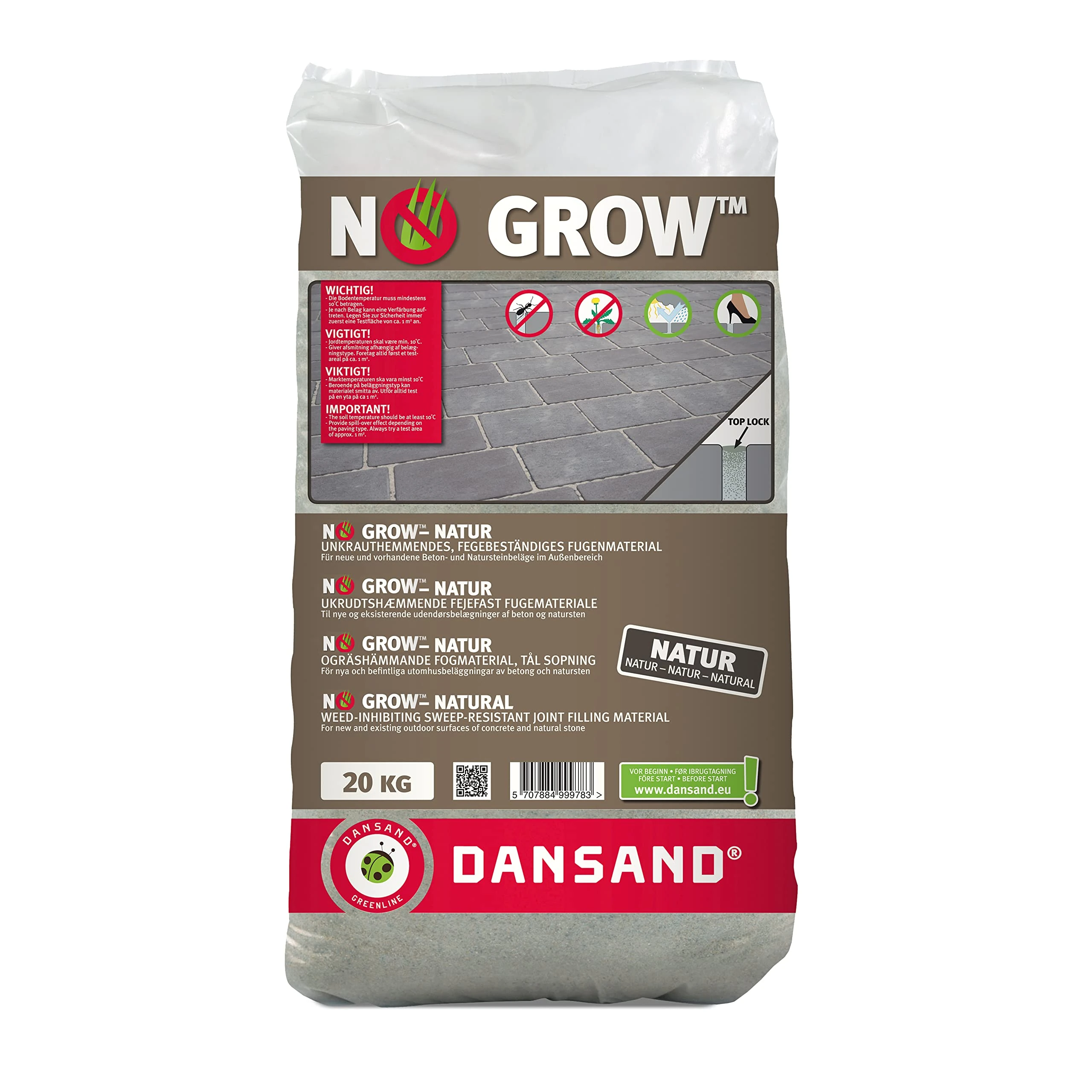 Dansand No Grow Easy Fix Polymeric Ready Mixed Patio Brush in Firm Setting Fastfix Grout Jointing Paving Sand Compound (Beige)