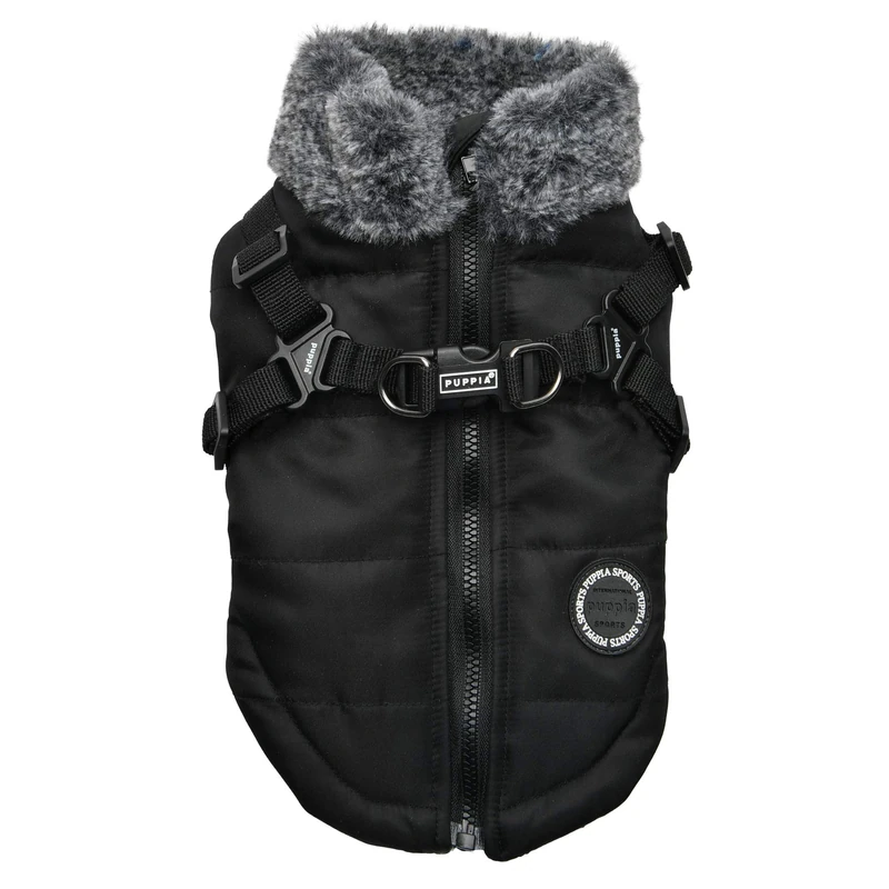Puppia Dog Coat for small and medium dogs - DONAVAN - cozy warmth and comfort - dog jacket, Black