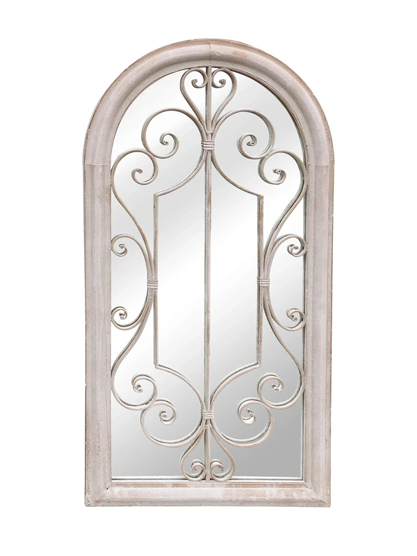 Aspect Shabby Chic Scrolled Arch Sandy Finish Indoor/Outdoor Garden Mirror (Sandy, 49(W) x 96.5(H) x 4(D) cm)
