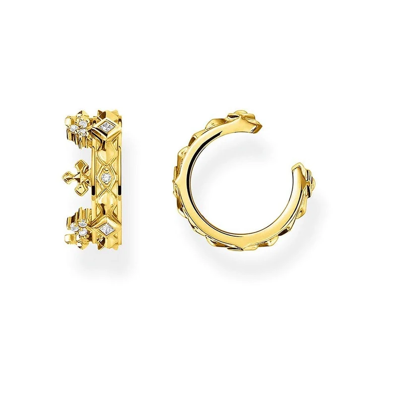 THOMAS SABO Single ear cuff crown gold 925 Sterling Silver, 18k Yellow Gold Plating