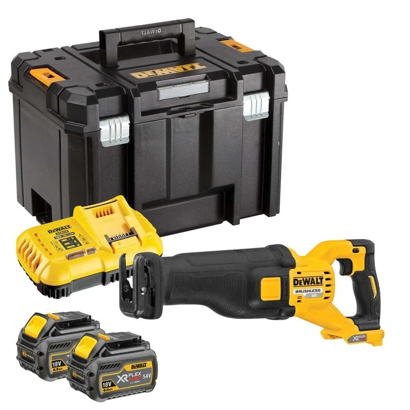 DeWalt DCS389T2 Cordless 54V FlexVolt Reciprocating Saw, 2X 6Ah Batteries, Charger and Caase