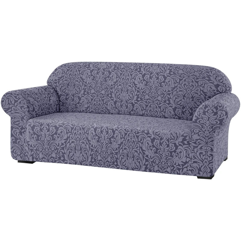SU SUBRTEX Damask Sofa Cover 1 Piece 4 Seater Stretch Jacquard Cover Set Furniture Protector for Living Room Couch Slipcovers for Kids/Pets(XL Sofa,Grey)