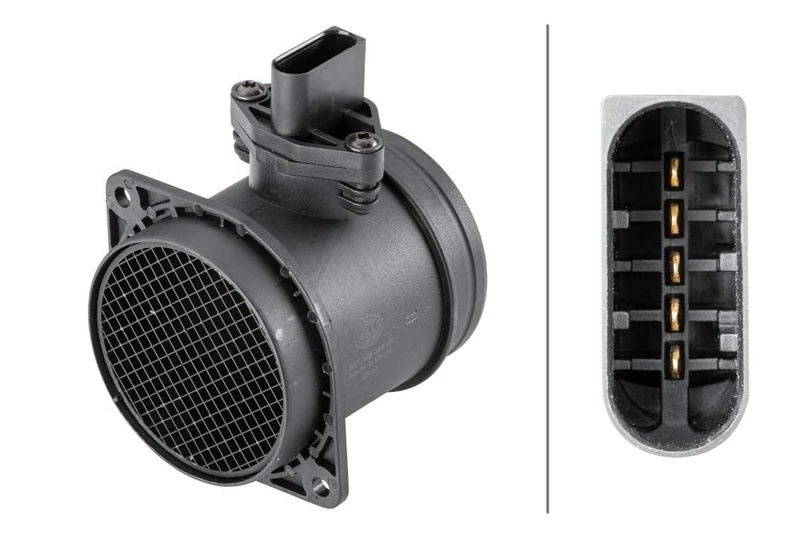 HELLA 8ET 358 095-401 Air Mass Sensor - 5-pin connector - Pipe-neck - without gasket / seal
