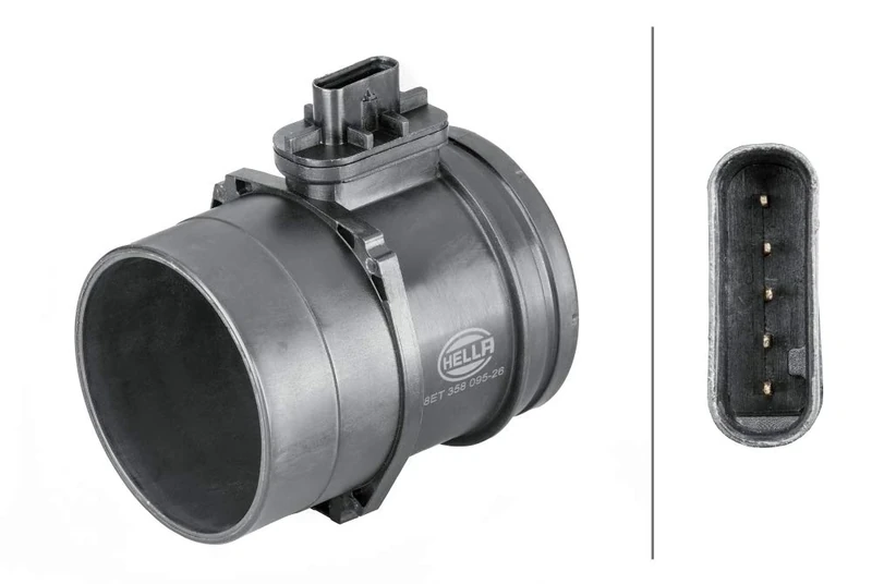 HELLA 8ET 358 095-261 Air Mass Sensor - 5-pin connector - Pipe-neck - without gasket / seal