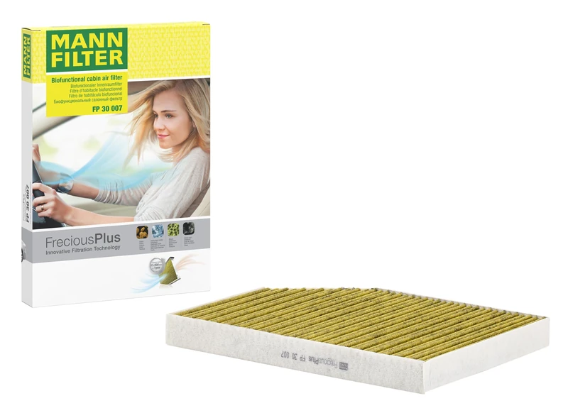 MANN-FILTER FP 30 007 Cabin Air Filter - FreciousPlus Biofunctional Pollen Filter - for Cars + Transporters