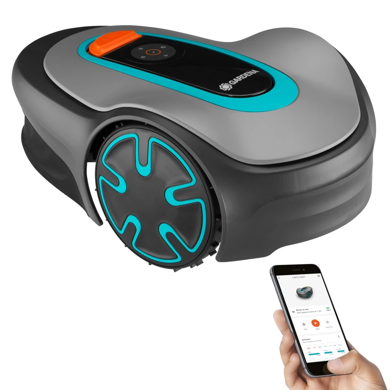 GARDENA 15201-20 SILENO Minimo - Automatic Robotic Lawn Mower, with Bluetooth app and Boundary Wire, The quietest in its Class, for lawns up to 2700 Sq Ft, Made in Europe, Grey