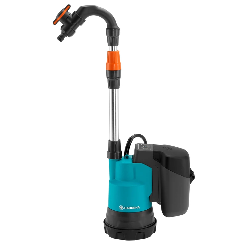 Gardena Ready-to-Use 2000/2 18V P4A Battery Powered Rainwater Collection Pump Set - Submersible Battery Pump with Integrated Filter, 2000 L/h, P4A 18 V Battery (14602-20)