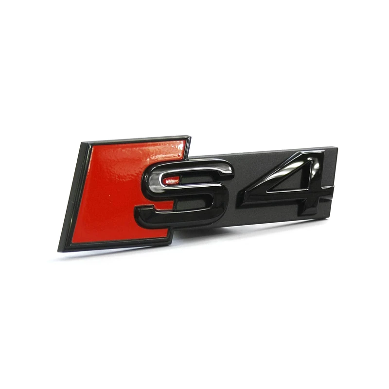 Audi 8W0071805 Lettering S4 Clip Tuning Badge Radiator Grill Black Edition Emblem Black/Red