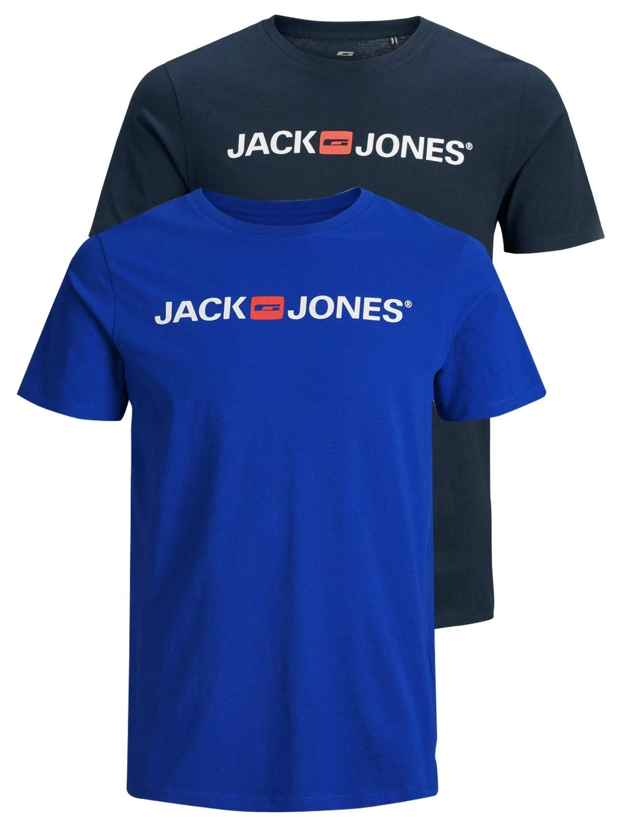 JACK & JONES Men's JJECORP Logo TEE SS Crew Neck, Navy Blazer/2-PACK W.SURF The, XS
