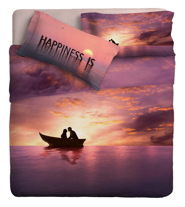 Ipersan Photo Bed Sheet Set Fine Art 2 Squares Happiness Design