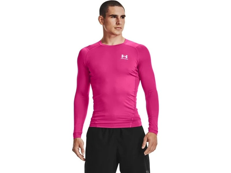 Under Armour Men's Armour HeatGear Compression Long-Sleeve T-Shirt, Tropic Pink (654)/White, XX-Large