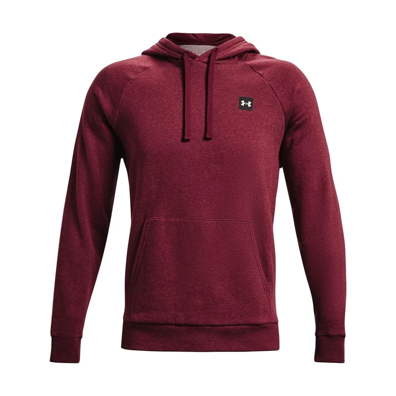 Under Armour Men's Rival Fleece Hoodie Sweatshirt, League Red Light Heather (626)/Onyx White, M, League Red Light Heather (626)/Onyx White, M