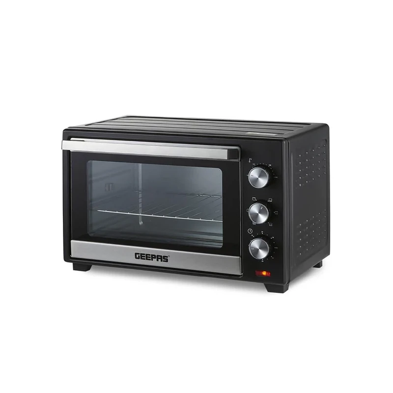 GEEPAS 30L Mini Oven & Grill | Electric Oven with Rotisserie Baking Roasting Grilling | 1600W Temp Control 100–230°C Double Glass Door 60min Timer Auto Shut Off Bell Compact for Dorm Caravan Kitchen