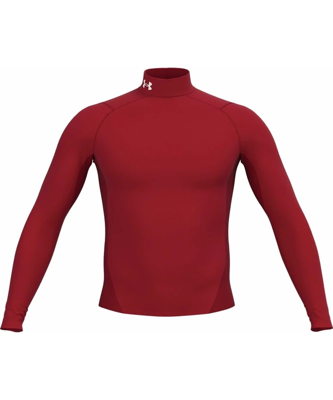 Under Armour Men's ColdGear Armour Comp Mock, Dual-Layer Fabric Men's Top with Ultra-Warm Interior, Base Layer for Running, Cycling and Cold Weather Pursuits,Red / / White,XL
