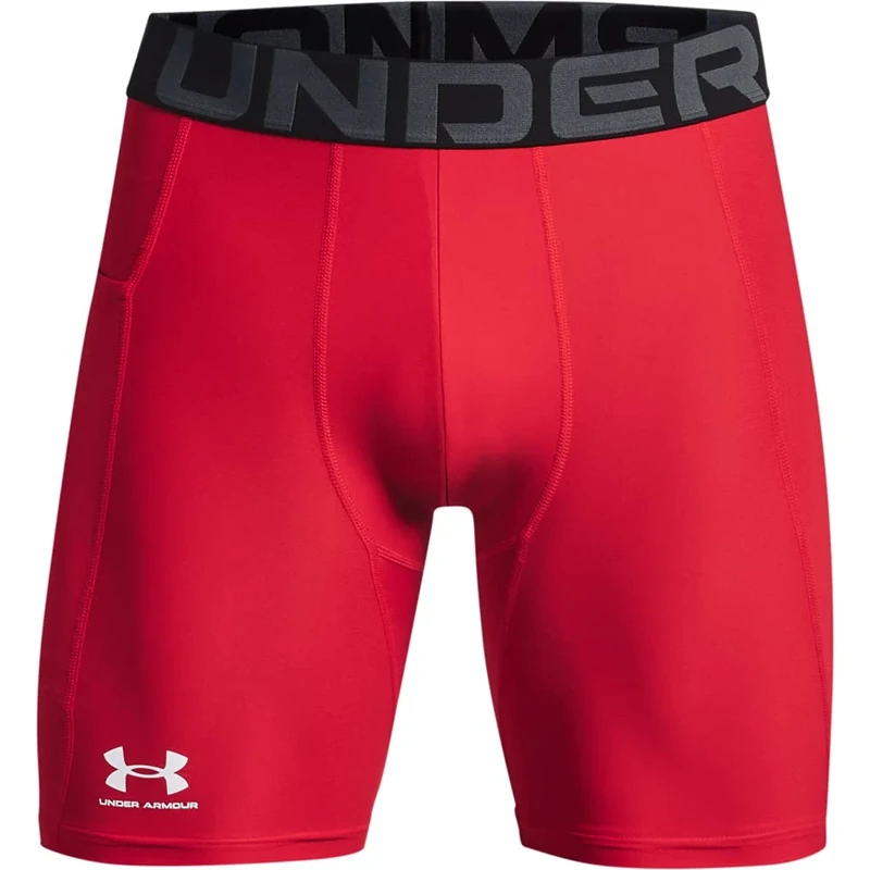 Under Armour Men's Armour HeatGear Compression Shorts, Red (600)/White, Large