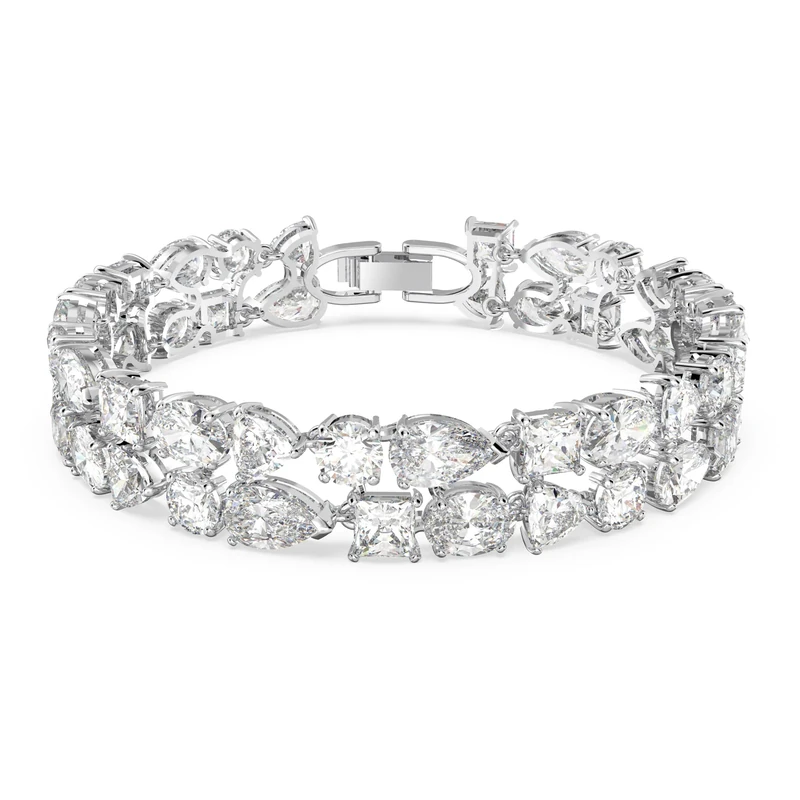 Swarovski Women's Tennis Bracelet, White Crystals with Rhodium Plating, from the Tennis Deluxe Collection
