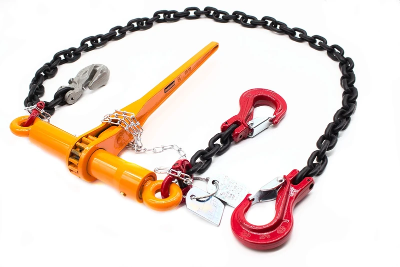 Dolezych Lashing Chain Grade 80 with Dora Ratchet Load Binder, 2 Clevis Hooks, 8 mm Chain, Direct Lashing Capacity = 4000 Dan, 2.00 m Length