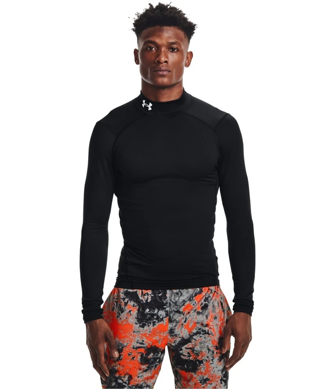 Under Armour UA CG Armour Comp Mock - Long Sleeve - Tops - Black/White - Size: XXL