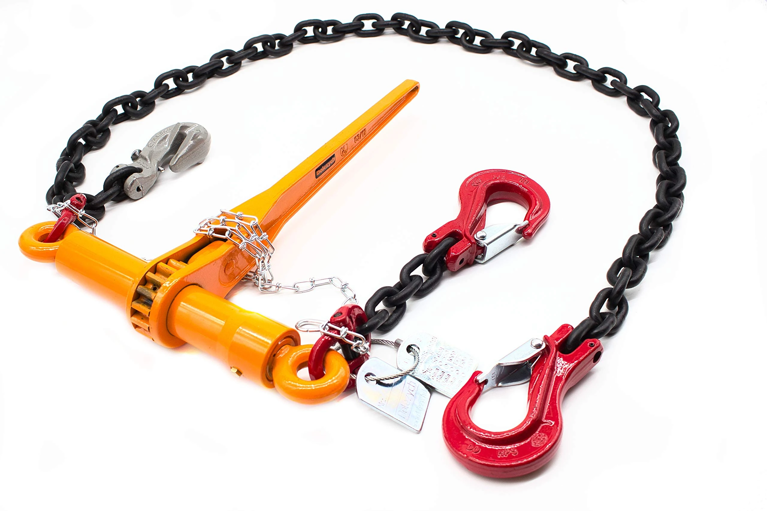 Dolezych Lashing Chain Grade 80 with Dora Ratchet Load Binder, 2 Clevis Hooks, 8 mm Chain, Direct Lashing Capacity = 4000 Dan, 3.50 m Length