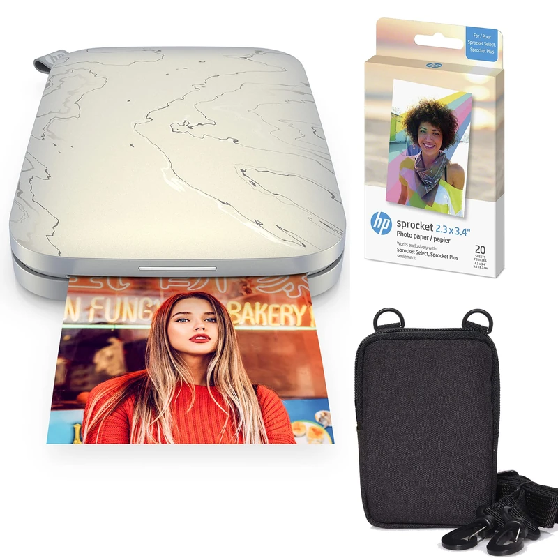 HP Sprocket Select Portable Instant Photo Printer for Android and iOS devices (Eclipse) Zink Paper Bundle