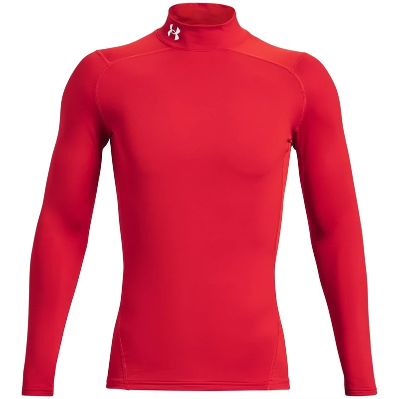 Under Armour Men's ColdGear Armour Comp Mock, Dual-Layer Fabric Men's Top with Ultra-Warm Interior, Base Layer for Running, Cycling and Cold Weather Pursuits,Red / / White,SM