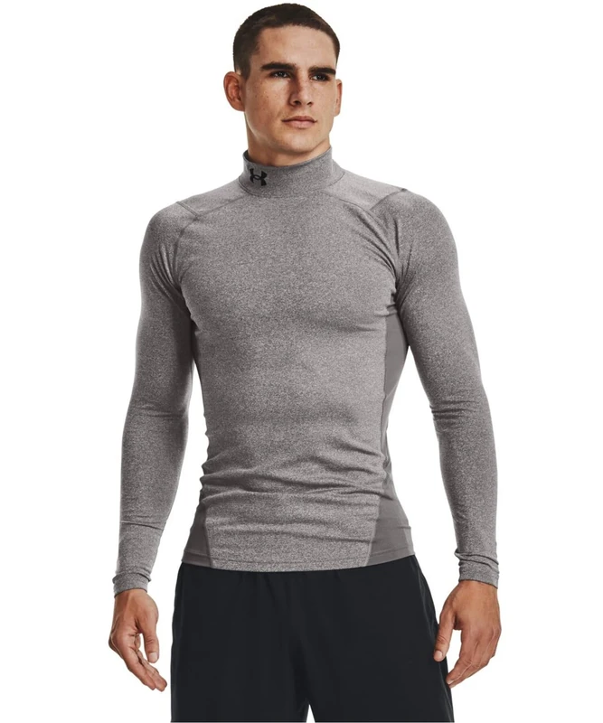 Under Armour Men's UA CG Armour Comp Mock, Men's Base Layer with a Polo Neck, Thermal Long Sleeve Top for Winter Running and Skiing with Anti-Odour Technology