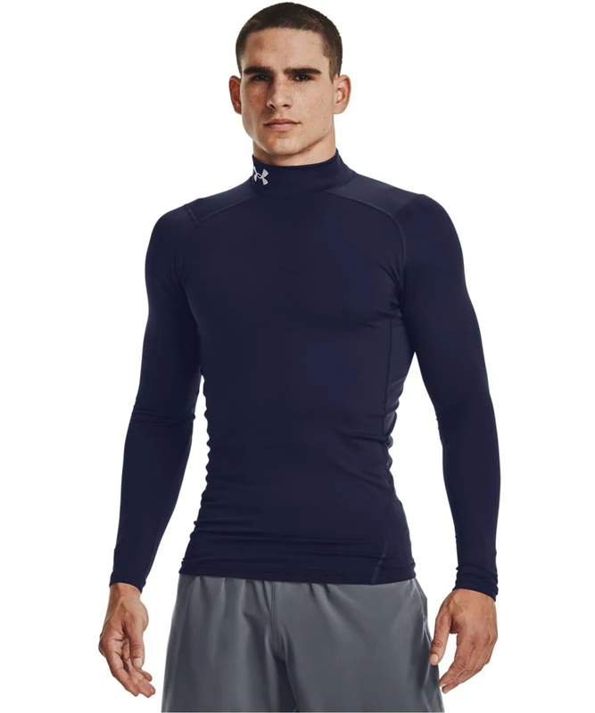 Under Armour Men's UA CG Armour Comp Mock, Men's Base Layer with a Polo Neck, Thermal Long Sleeve Top for Winter Running and Skiing with Anti-Odour Technology