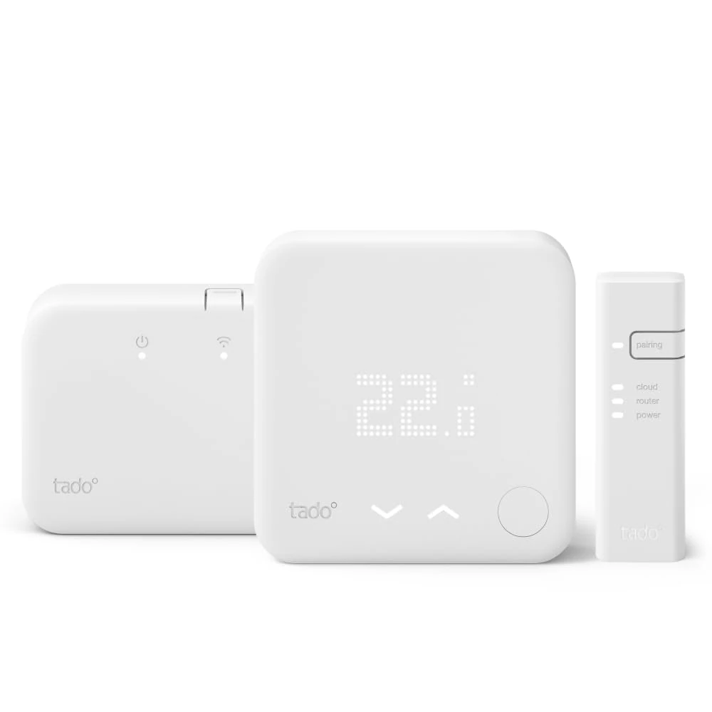 tado° Starter Kit - Wireless Smart Thermostat V3+ Incl. Programmer with Hot Water Control, Designed in Germany, Works with Alexa, Siri & Google Assistant