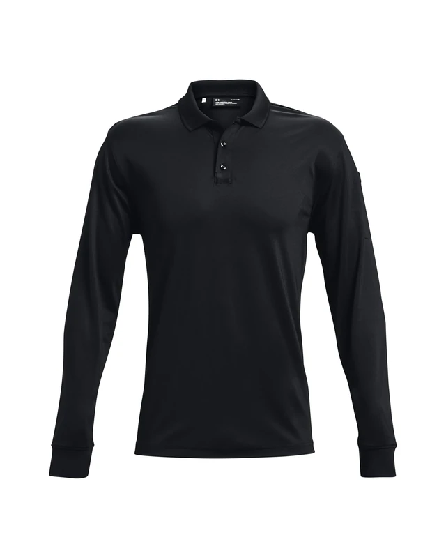 Under Armour Men's Tac Performance Polo LS 2.0, Long-Sleeved Polo Shirt with 4-Way Stretch Construction, Breathable and Fast-Drying Men's Polo Top Black