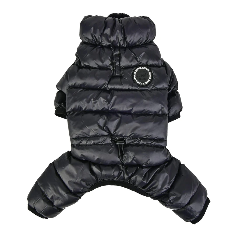 Puppia Winter Ultralight Dog Jumpsuit B Waterproof Warmth for Cold Weather Zipper Closure for Small and Medium Dogs, Black, Small