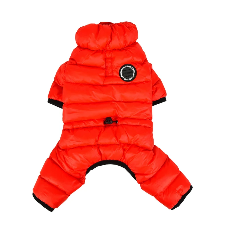 Puppia Winter Ultralight Dog Jumpsuit B Waterproof Warmth for Cold Weather Zipper Closure for Small and Medium Dogs, RED, Large