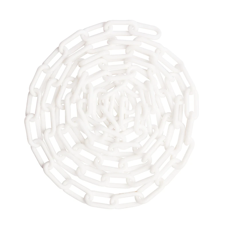 US Weight 500 FT White, 2-Inch Plastic Chain Links, Plastic Safety Barrier Chain Featuring SunShield UV Resistant Technology