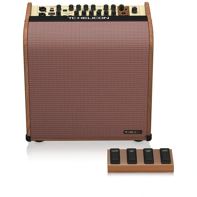 TC Helicon HARMONY V100 100 Watt 2 Channel Acoustic Amplifier with Vocal Processing, Looper, Tannoy Dual Concentric Speaker and 4-Button Footswitch, Compatible with PC and Mac
