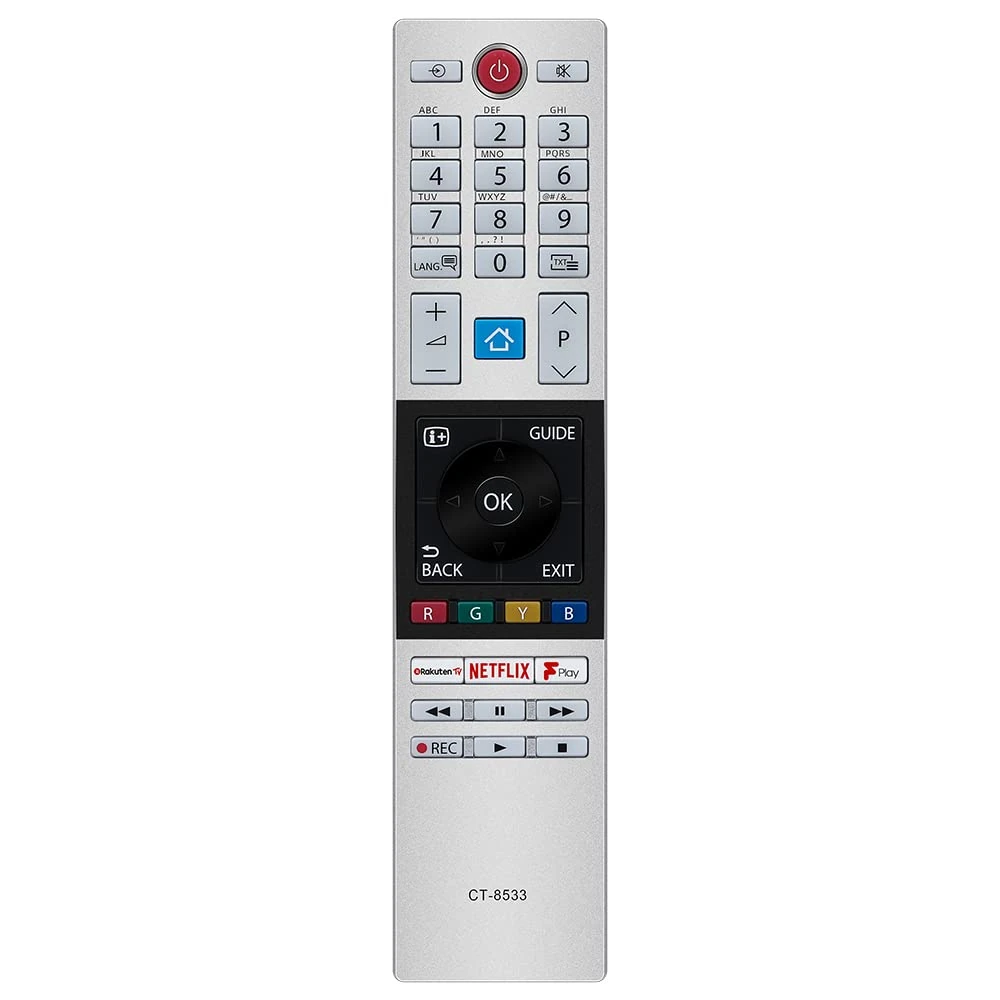 Gvirtue 30099654 CT-8533 CT8533 CT8541 RC42150 Remote Control Compatible with Toshiba Full HD 4K Ultra Smart LED TV with Rakuten TV Netflix F play Freeview Buttons, No Setup Required