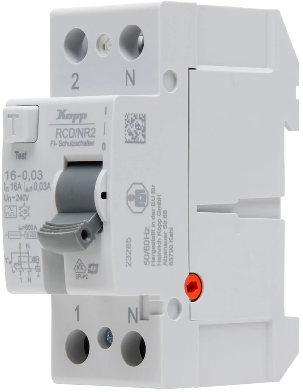 Kopp Residual current circuit breaker, RCD, 16 A, 30 mA, 2-pole, 751628090