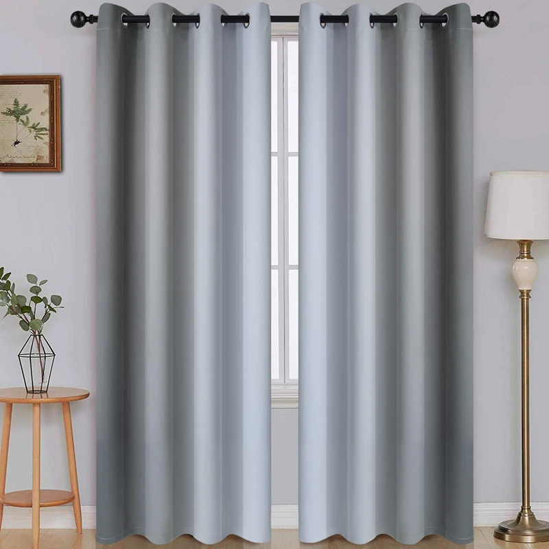 SimpleHome Ombre Room Darkening Curtains for Living Room, Light Blocking Gradient Grey to Greyish White Thermal Insulated Grommet Window Curtains/Drapes for Bedroom, 2 Panels, 52x84 inches Length