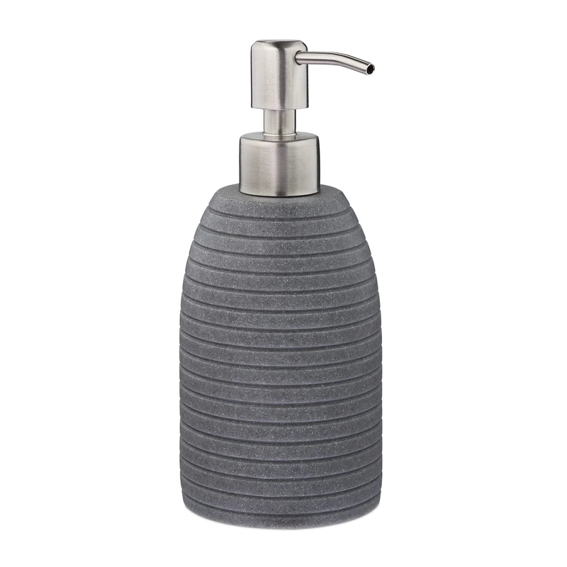 Relaxdays Soap Dispenser, 300 ml, Refillable, Bathroom, for Lotions & Shower Gel, Stainless Steel Pump, Grey