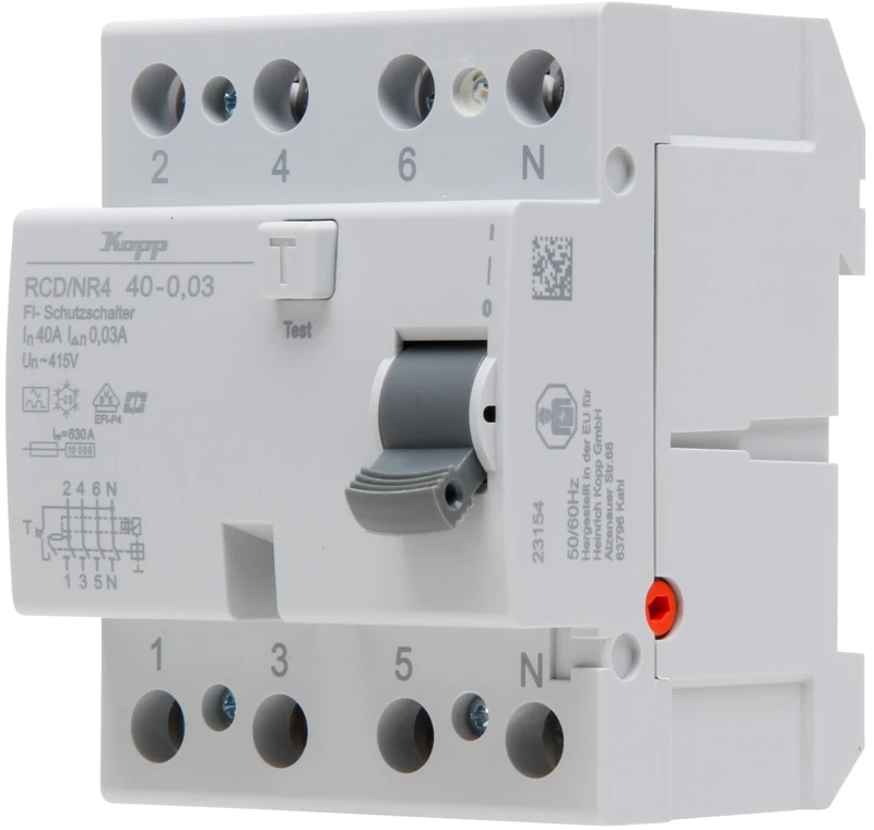Kopp Residual current circuit breaker, RCD, 40 A, 30 mA, 4-pole, 754048099