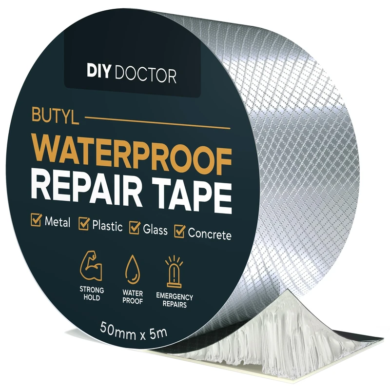 DIY Doctor Waterproof Tape for Leaks – 1 Pack of 50mm x 5m - Butyl Roof Sealant Tape - Outdoor Waterproof Repair Tape with Aluminium Foil