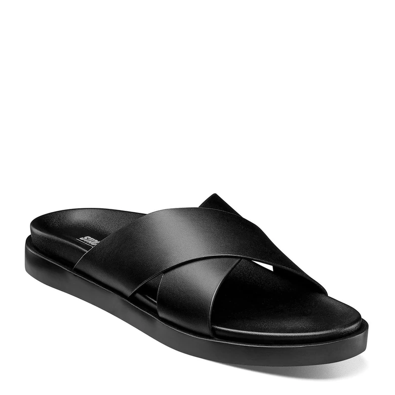 Stacy Adams Men's Montel Cross Strap Slide Sandal Loafer, Black, 12 UK