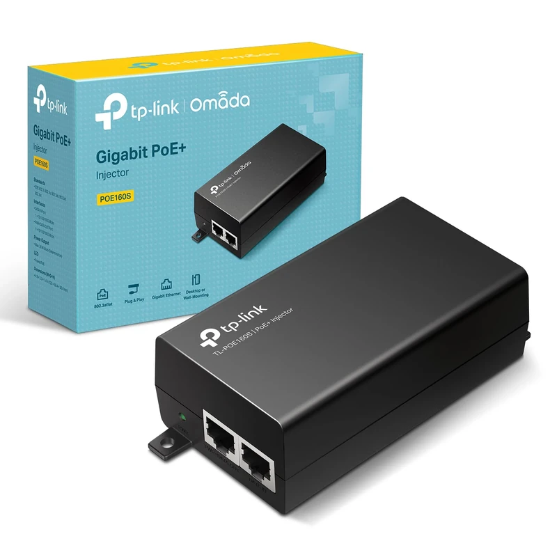 TP-Link 802.3at/af Gigabit PoE Injector | Non-PoE to PoE Adapter | Supplies PoE (15.4W) or PoE+ (30W) | Plug & Play | Desktop/Wall-Mount | Distance Up to 100m (PoE160S)