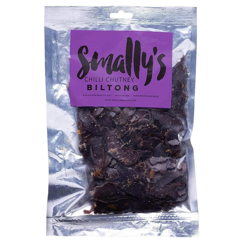 Smally's Biltong Chilli Chutney - High Protein Beef Snack, Ready to Eat, Gluten Free, Low Fat, No Added Sugar, No Artificial Colours or Flavours - 250g Pack