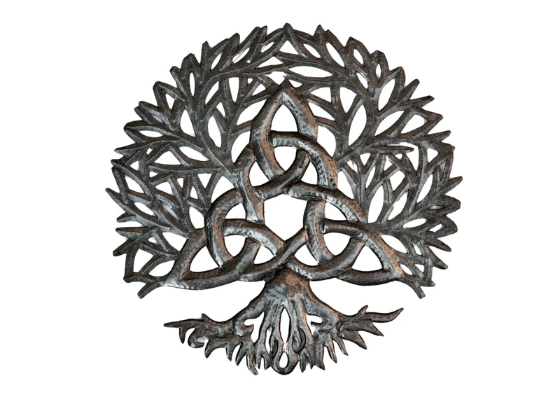 It's Cactus Celtic Trinity Knot Symbol, Family Tree of Life, Wall Hangings, Home Decor, Interior and Exterior Display, 13.75 Inches Round, Fair Trade Haitian Sculpture - Image 1