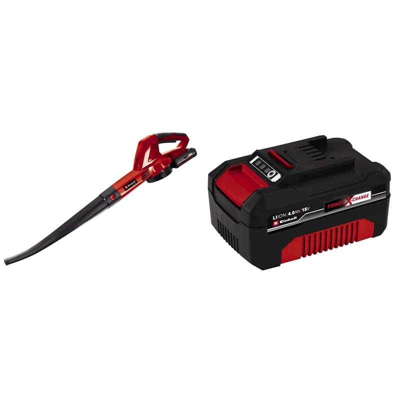 Einhell GE-CL 18 Li E Power X-Change 18V Cordless Leaf Blower & Power X-Change 18V, 4.0Ah Lithium-Ion Battery Universally Compatible With All PXC Power Tools And Garden Machines