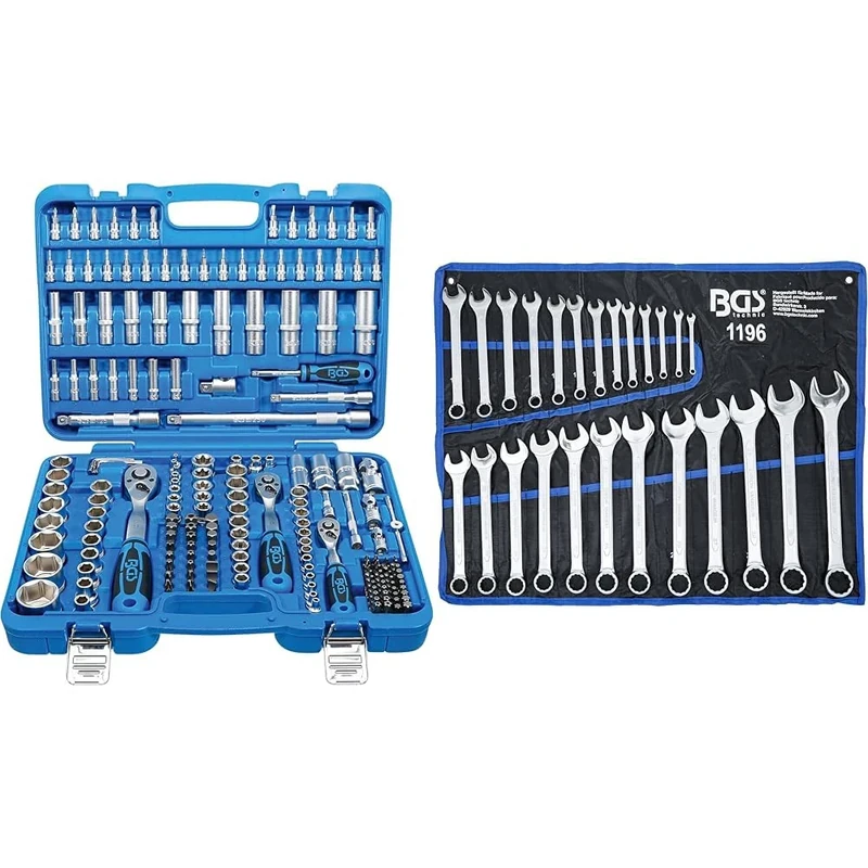 BGS 2243 | Socket Set Hexagon | 6.3 mm (1/4") / 10 mm (3/8") / 12.5 mm (1/2") Drive | 192 pcs. & 1196 | Combination Spanner Set | 6-32 mm | 25 pcs.