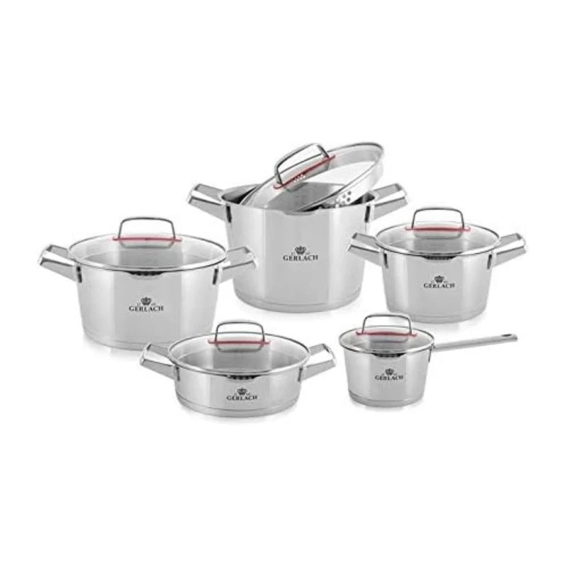 Gerlach Superior Stainless Steel Saucepan Set, Induction Pots Set, Induction Cookware, Set of 5