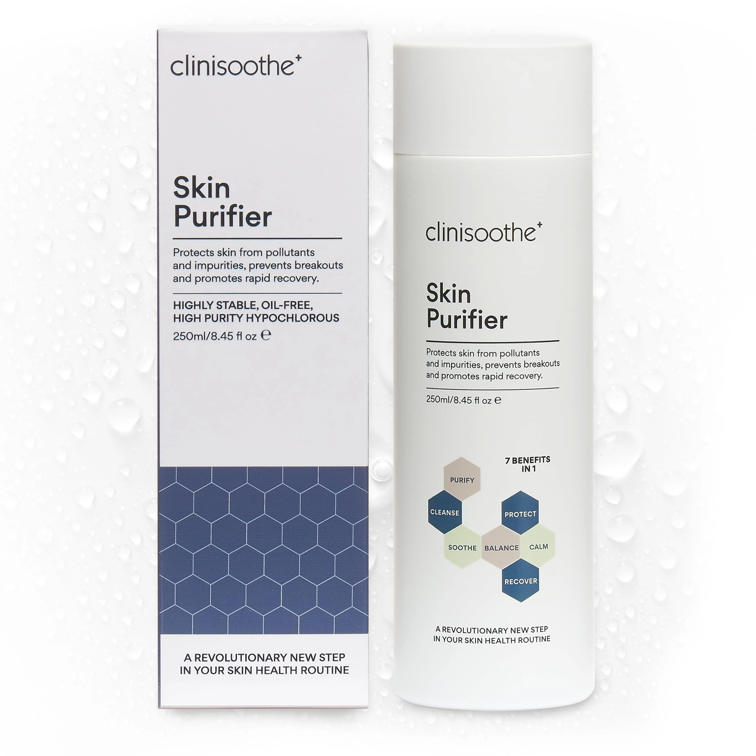 Clinisoothe+ Skin Purifier 250ml Pour Top - with Hypochlorous Technology to Protect The Skin from pollutants and impurities, Prevent breakouts and Promote Rapid Recovery