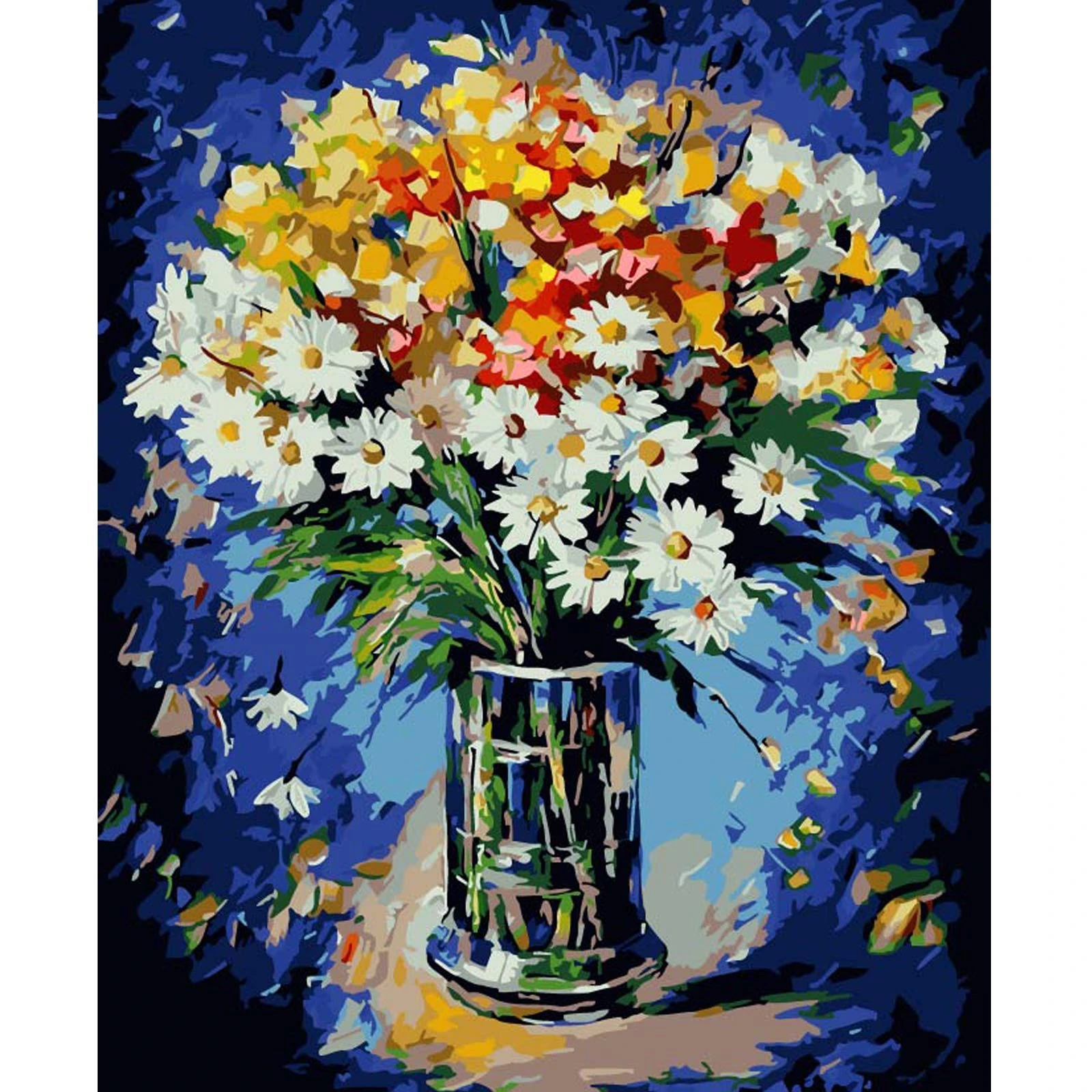 QYSFriday Paint by Numbers for Adults,16 x 20 Inches Beautiful Flower Daisies Painting by Numbers Kit on Canvas Drawing Paintwork with Paintbrushes Without Frame