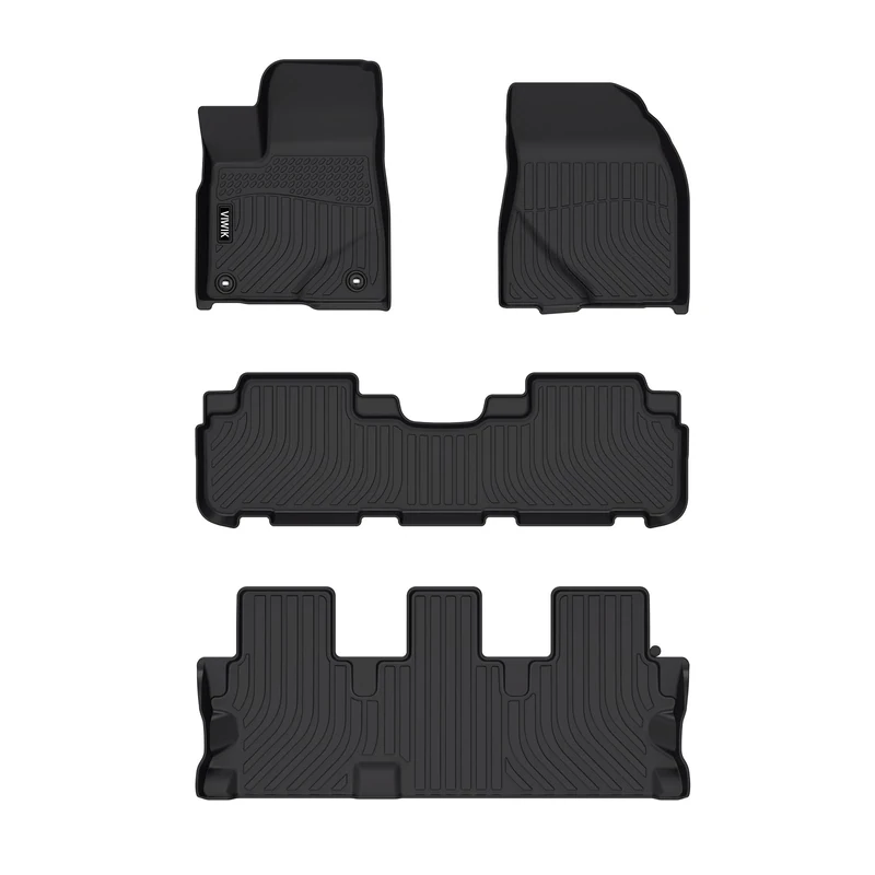 Viwik Floor Mats for 2014-2019 Highlander 8 Seat All Weather Protection Custom Full Set Liners Include 1st and 2nd Row Front & Rear Black Car Liners